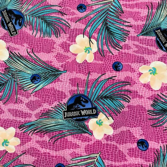 Jurassic World Womens Size 2XL Short Sleeve Pink V Neck Print Medical Scrub Top - Picture 6 of 9